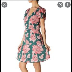 J crew green dress pink flowers